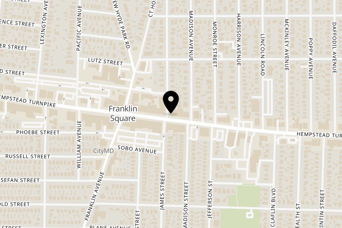 Map showing the location of Nunzi's American Bistro on 920 Hempstead Turnpike in Franklin Square